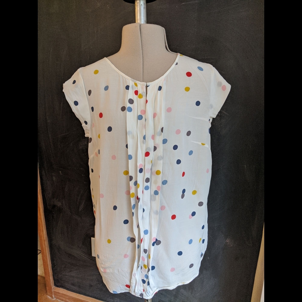Boden US 2 polkadot pleated blouse
